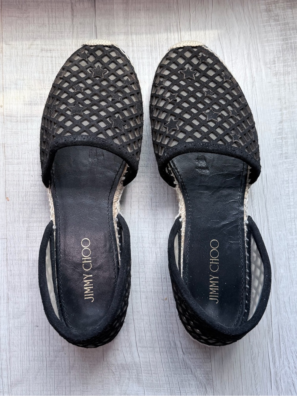 Jimmy Choo Dreya Star Mesh Espadrille Flats Black D’Orsay EU 41 - Picture 3 of 10